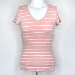 Wet Seal Pink and White Striped Tee